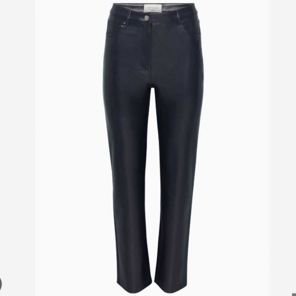 Aritzia Wilfred Melina Vegan Faux Leather High Rise Black Pants Size 6 Small